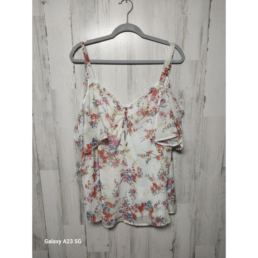 Maurices Cold Shoulder Short Sleeve Floral Blouse Lined Women's 2X
